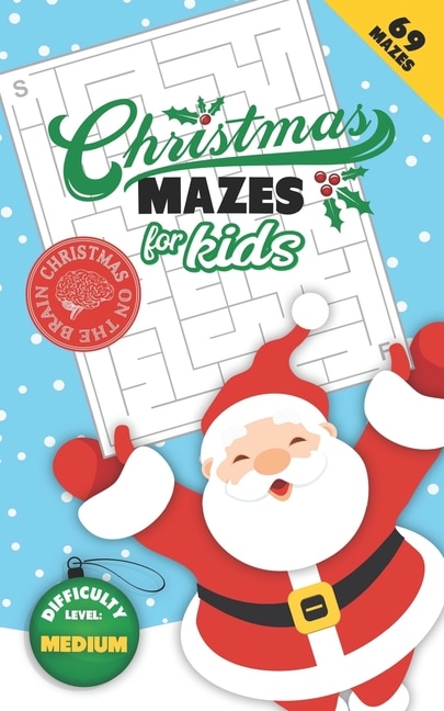 Couverture_Christmas Mazes for Kids 69 Mazes Difficulty Level Medium