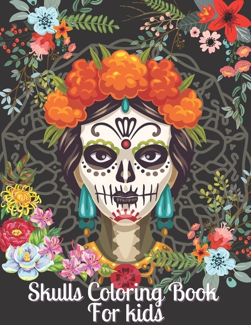 Front cover_Skulls Coloring Book For Kids