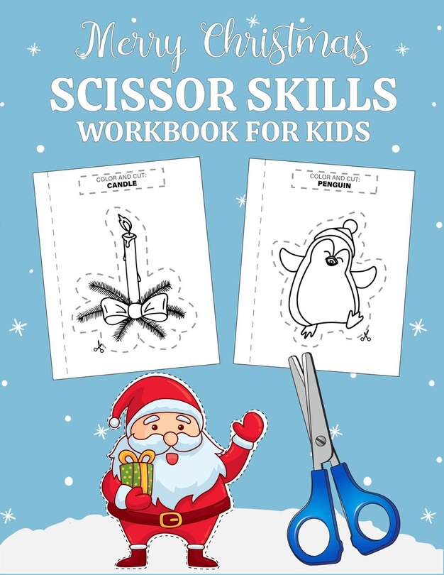 Front cover_Merry Christmas scissor skills workbook for kids