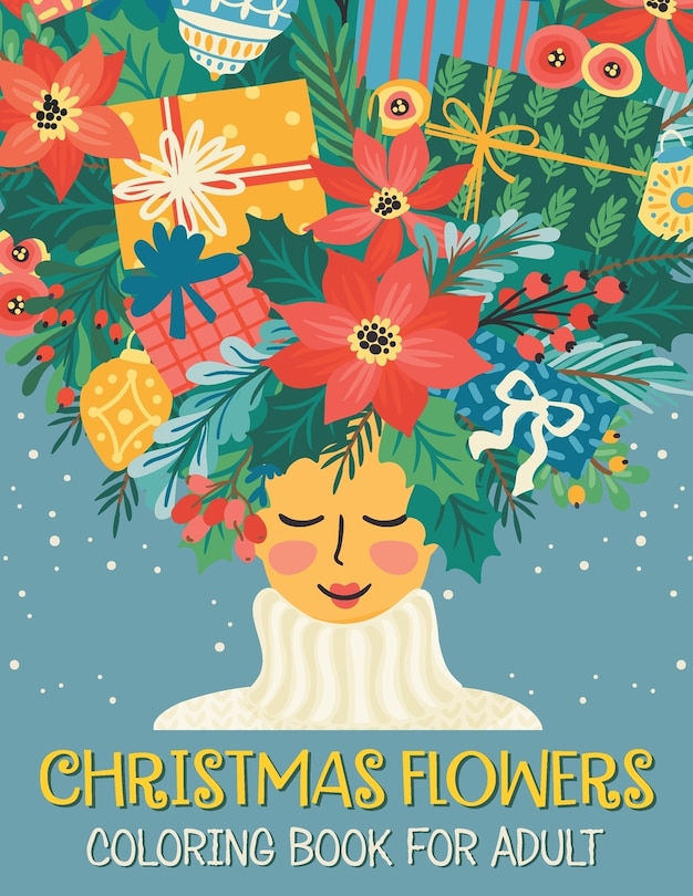 Couverture_Christmas flowers coloring book for Adult