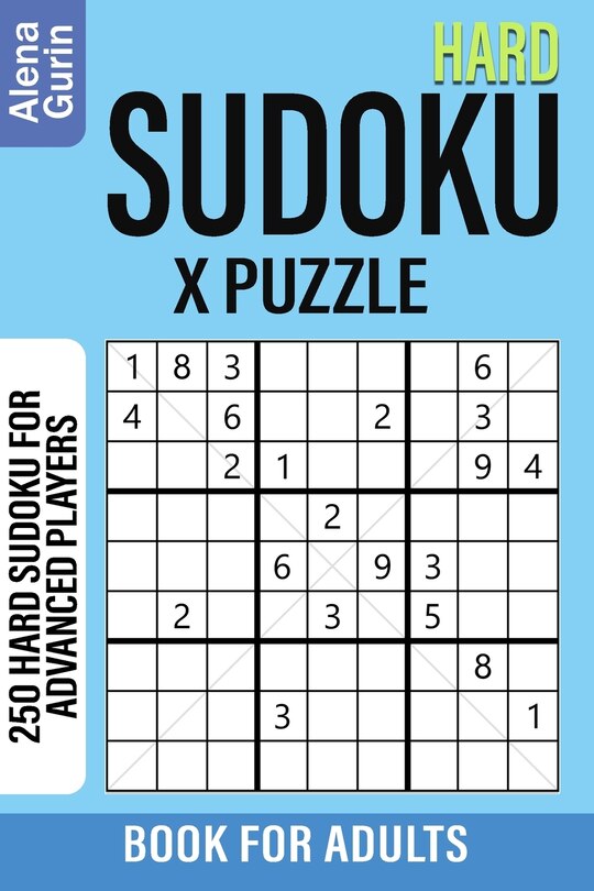 Front cover_Hard Sudoku X Puzzle Book for Adults