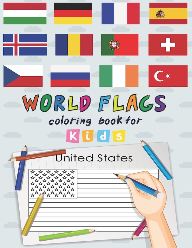 Front cover_World Flags The Coloring Book for kids