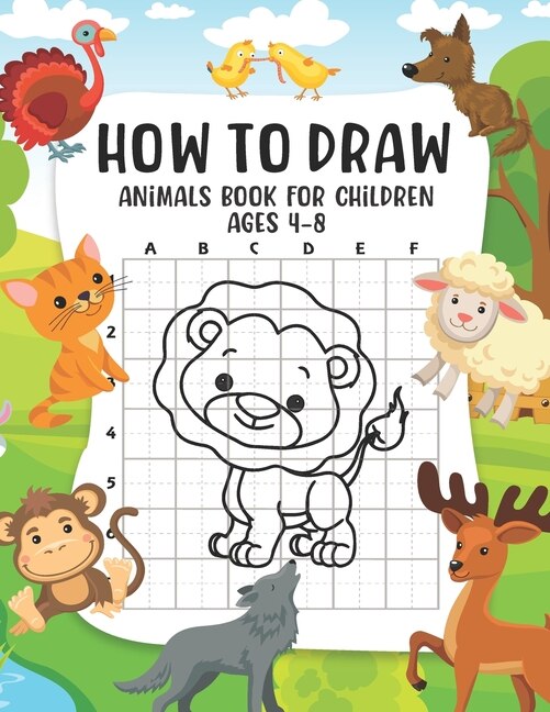 Front cover_How to Draw Animals Book For Children Ages 4-8