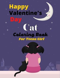Front cover_Happy Valentine's Day Cat Coloring Book For Teens Girl