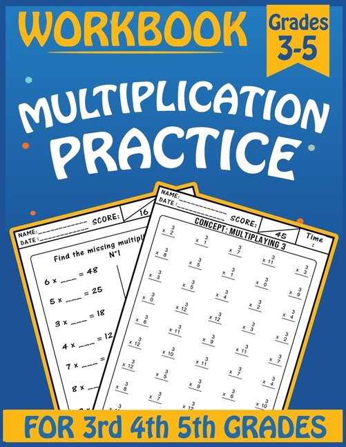 Front cover_Multiplication practice workbook for 3rd 4th 5th Grades