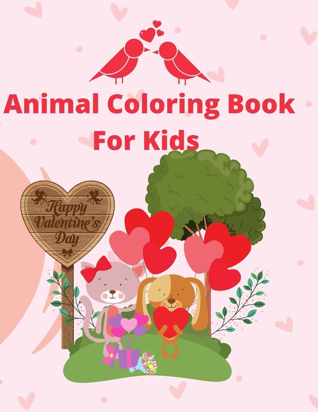 Front cover_Happy Valentines day Animal Coloring Book For Kids