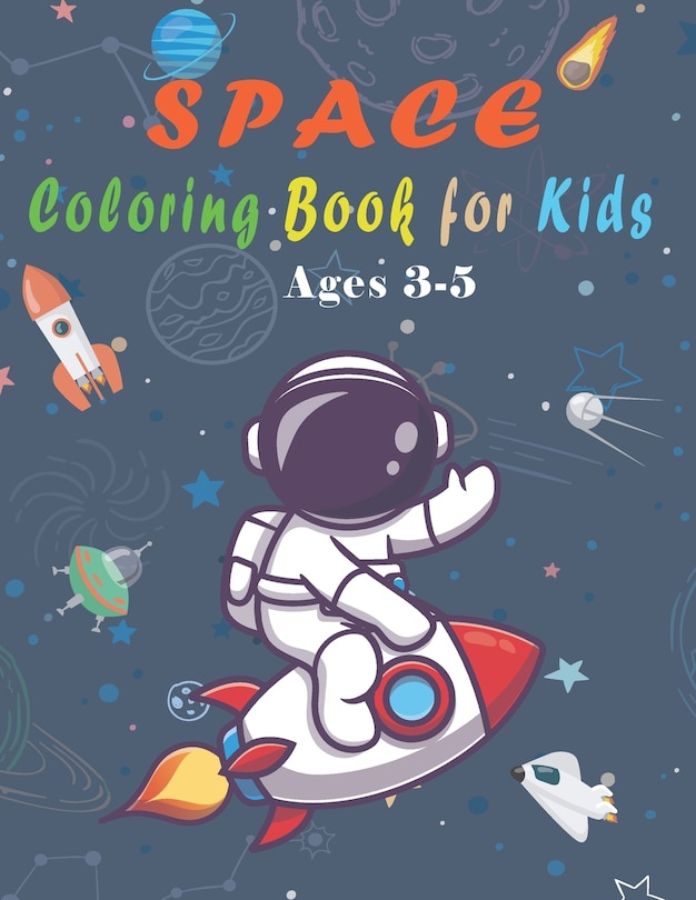 Front cover_space coloring book for kids ages 3-5