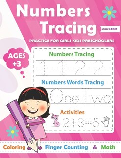 Couverture_Numbers Tracing practice for Girls Preschoolers Ages +3