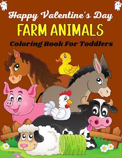 Front cover_Happy Valentine's Day FARM ANIMALS Coloring Book For Toddlers