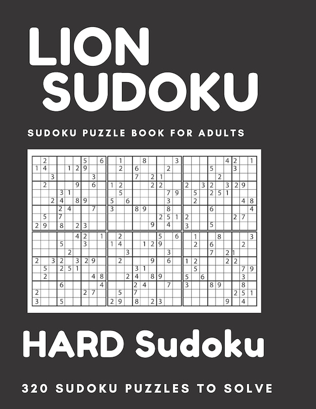 Front cover_Lion Sudoku - Sudoku puzzle book for adults, HARD Sudoku