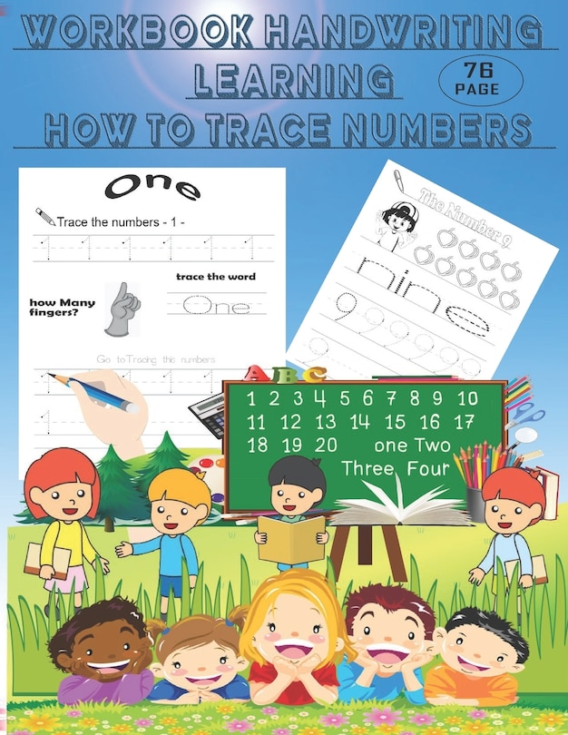 Front cover_Workbook handwriting learning how to trace numbers,