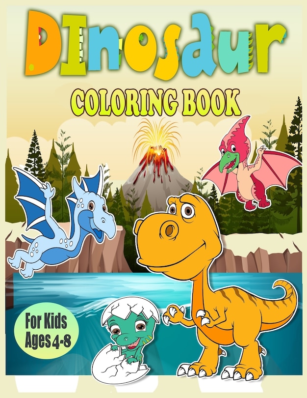 Front cover_Dinosaur Coloring Book For Kids Ages 4-8