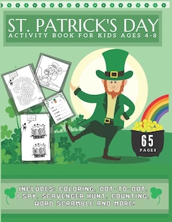 Front cover_St. Patrick's Day Activity Book For Kids Ages 4-8