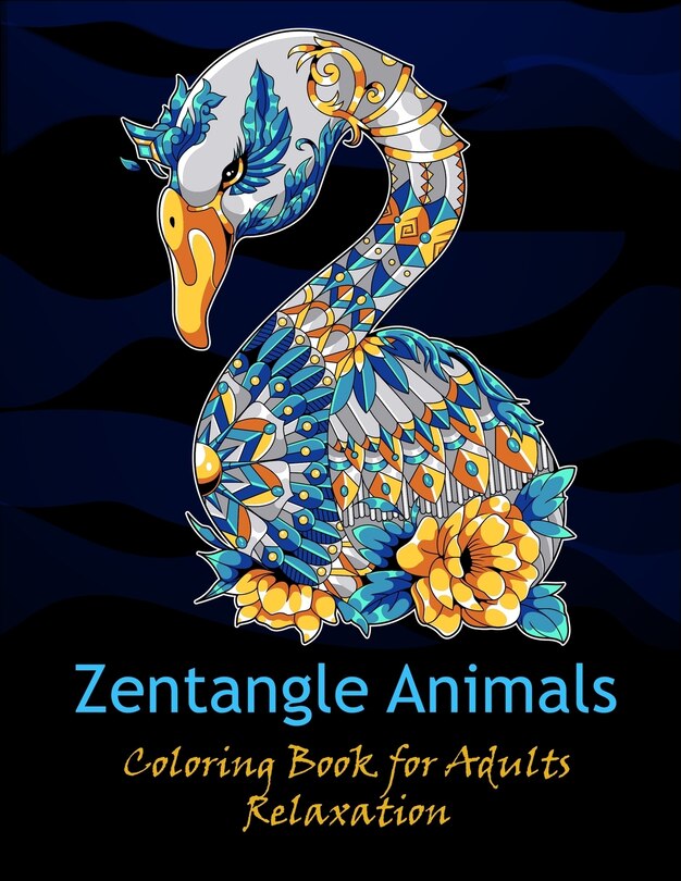 Front cover_Zentangle animals coloring book for adults relaxation