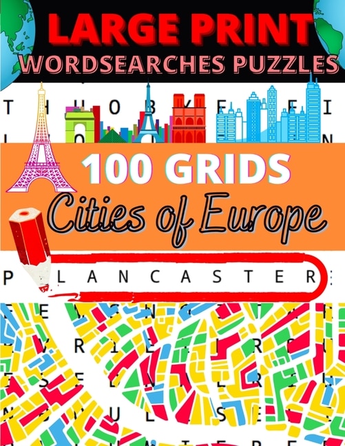 Front cover_Large Print Wordsearches Puzzles Cities of Europe