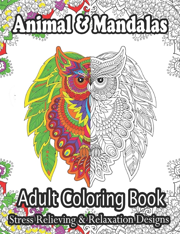 Couverture_Animal & Mandalas Adult Coloring Book Stress Relieving & Relaxation Designs