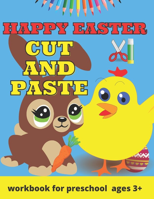 Front cover_Happy Easter Cut and Paste Workbook for Preschool