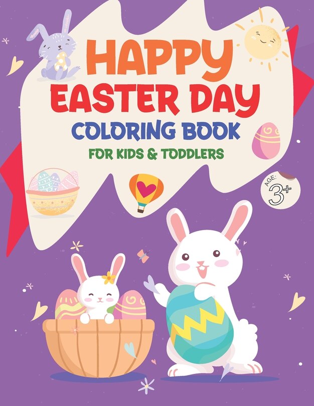 Front cover_Happy Easter Day Coloring Book for Kids & Toddlers Age +3