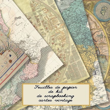 Feuilles de papier de kit de scrapbooking cartes vintage: Édition française - Kit de scrapbooking dans un livre pour créer des carnets de croquis - Éléments Emphera pour découpage, journalisation, art altéré ou scrapbooking - Idéal pour les artisans