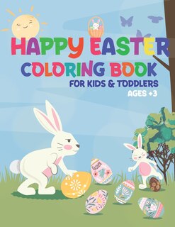 Front cover_Happy Easter Coloring Book for Kids&toddlers Age +3
