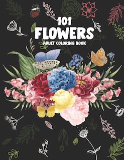 Front cover_101 Flowers Adult Coloring Book