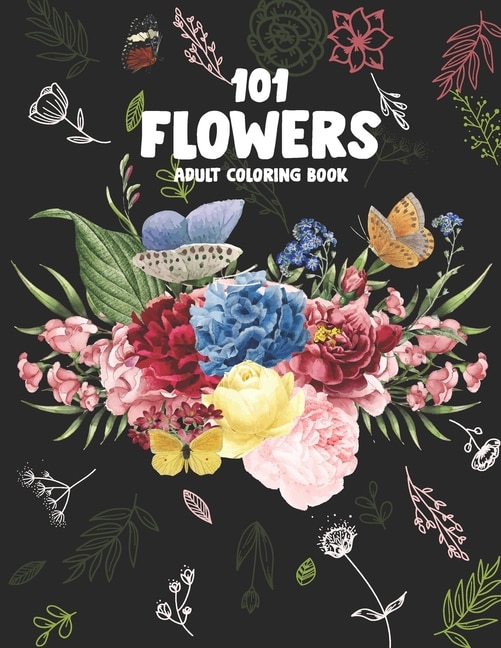 Front cover_101 Flowers Adult Coloring Book