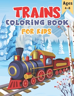 Front cover_Trains Coloring Book for Kids Ages 4-8