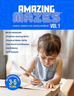 Front cover_Amazing Mazes Ages 3 to 5 years Cognitive Development Activity Book, 100 pages with 50 Entry-Level Maze Puzzles