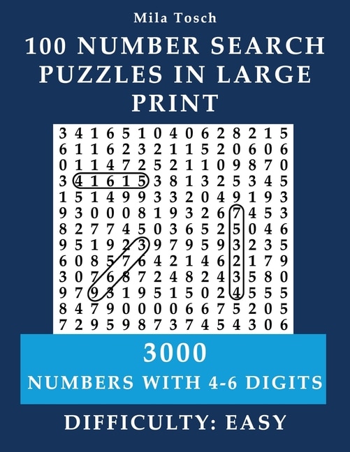 Front cover_100 Number Search Puzzles in Large print