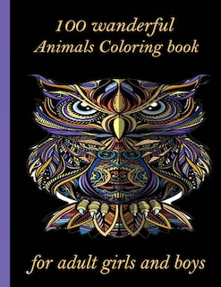 Front cover_100 wanderful Animals Coloring book for adult girls and boys