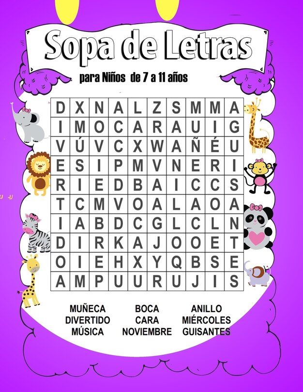 Front cover_Sopa de Letras para Niños de 7 a 11 años