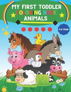 Front cover_My First Toddler Coloring Book animals for 3-8 year