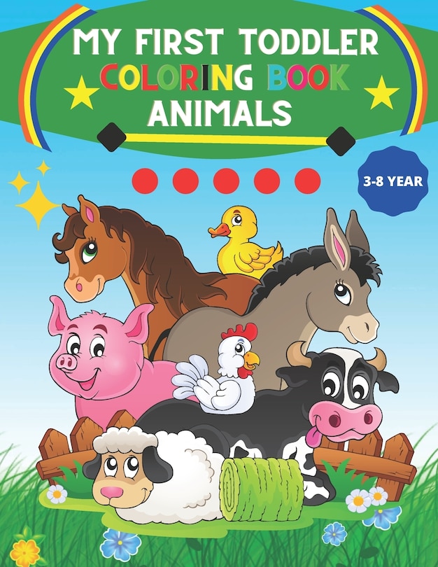 Front cover_My First Toddler Coloring Book animals for 3-8 year