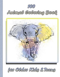 Front cover_100 Animal Coloring Book for Older Kids & Teens