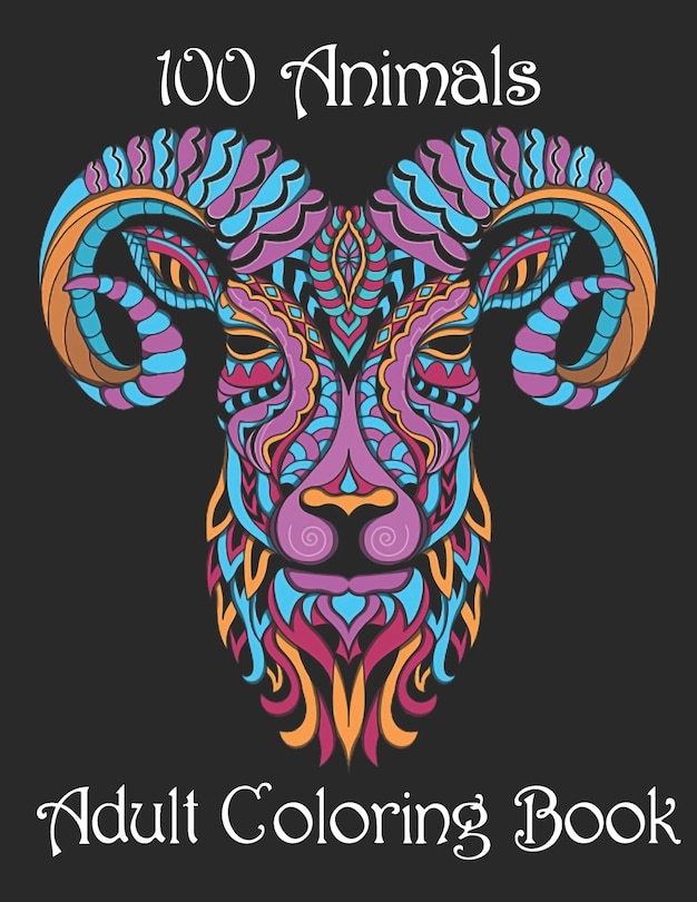 Couverture_100 Animals Adult Coloring Book