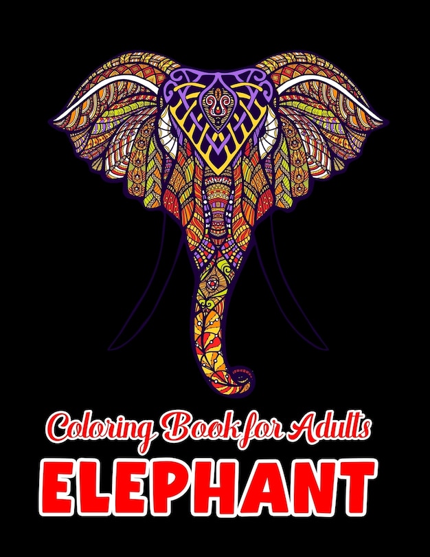Front cover_Elephant coloring book for adults
