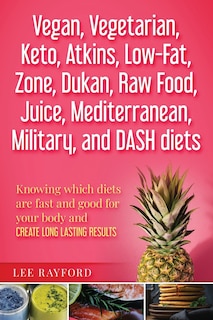 Front cover_Vegan, Vegetarian, Keto, Atkins, Low-Fat, Zone, Dukan, Raw Food, Juice, Mediterranean, Military, and DASH diets