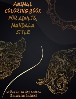 Front cover_Animal coloring book for adults, mandala style