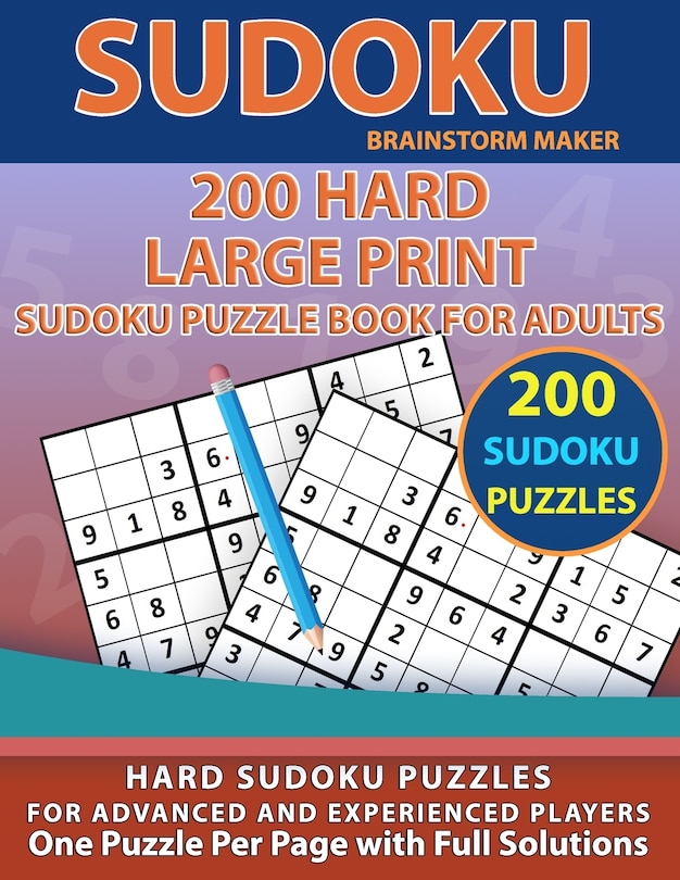 Front cover_200 Hard Large Print Sudoku Puzzle Book for Adults