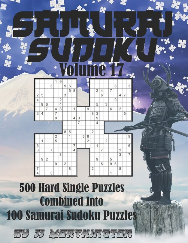 Front cover_Sudoku Samurai Puzzles Large Print for Adults and Kids Hard Volume 17
