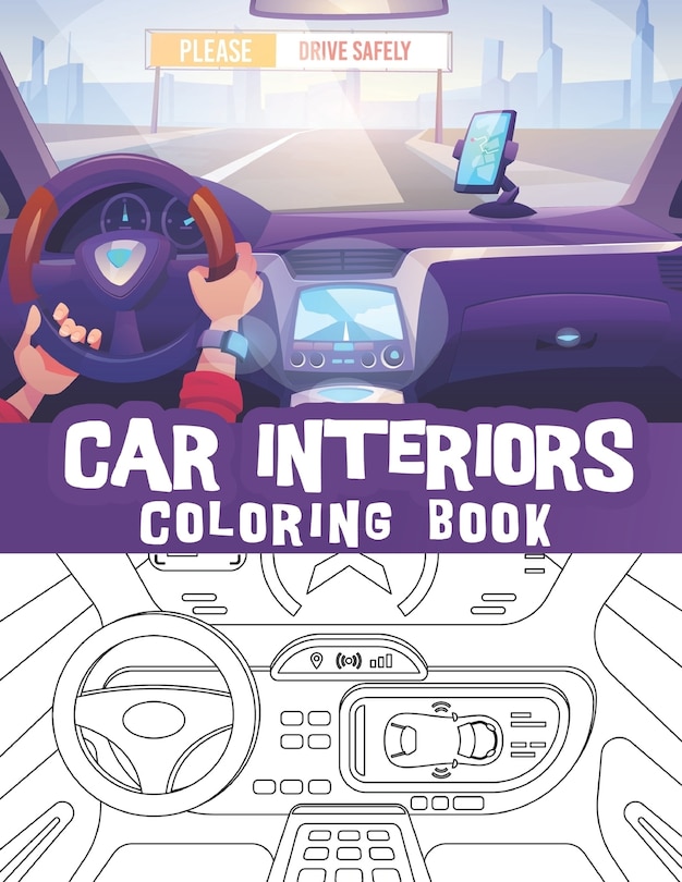 Front cover_Car interiors coloring book