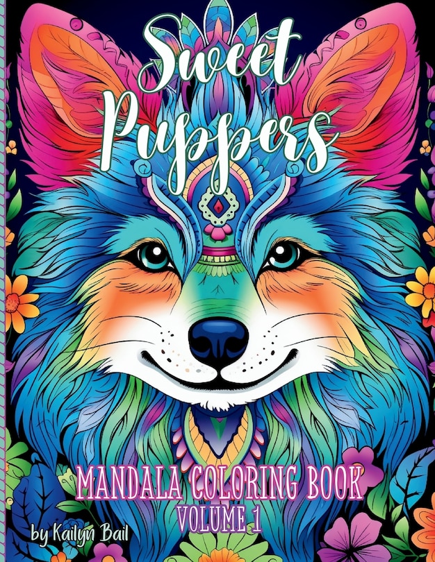 Front cover_Sweet Puppers Mandala Coloring Book Volume 1