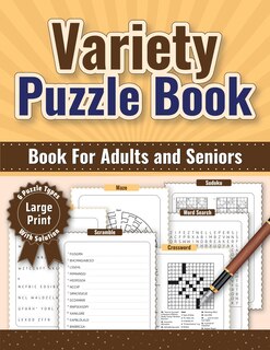 Front cover_Variety Puzzle Book - Large Print for Adults & Seniors