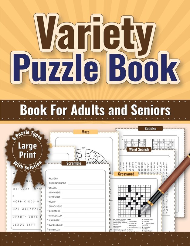 Front cover_Variety Puzzle Book - Large Print for Adults & Seniors