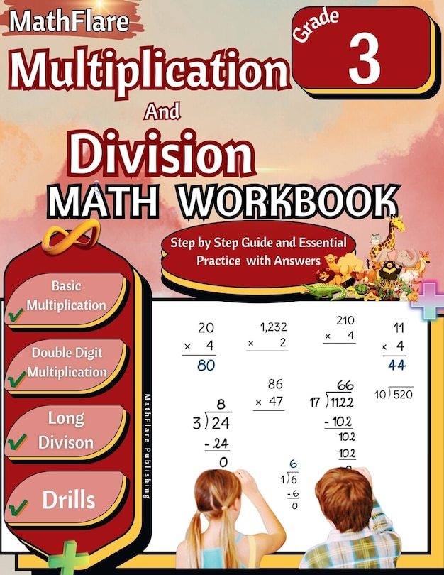 Front cover_Multiplication and Division Math Workbook 3rd Grade