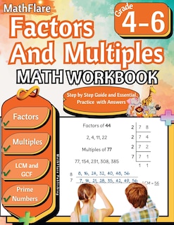 Front cover_Factors and Multiples Math Workbook 4th to 6th Grade
