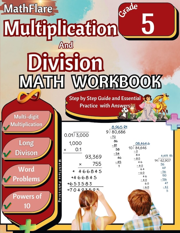 Front cover_Multiplication and Division Math Workbook 5th Grade