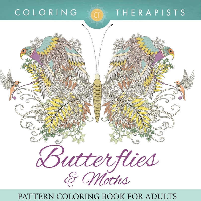 Front cover_Butterflies & Moths Pattern Coloring Book For Adults