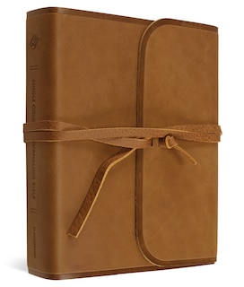 Front cover_ESV Single Column Journaling Bible (Natural Leather, Brown, Flap with Strap)