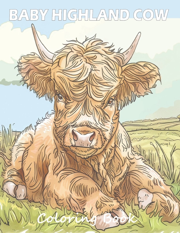 Front cover_Baby Highland Cow Coloring Book